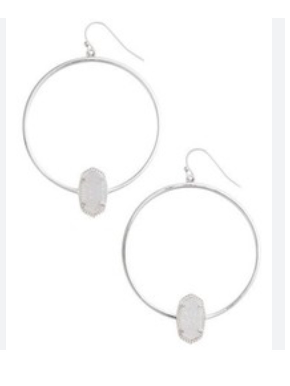 Kendra Scott Elora Frontal Hoop Earrings in Silver and Iridescent Drusy Stones